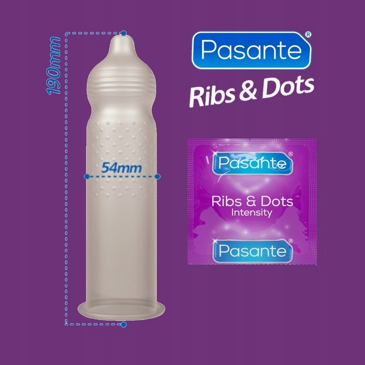 Óvszer, Pasante, Ribs és Dots, 54 mm, 100 db