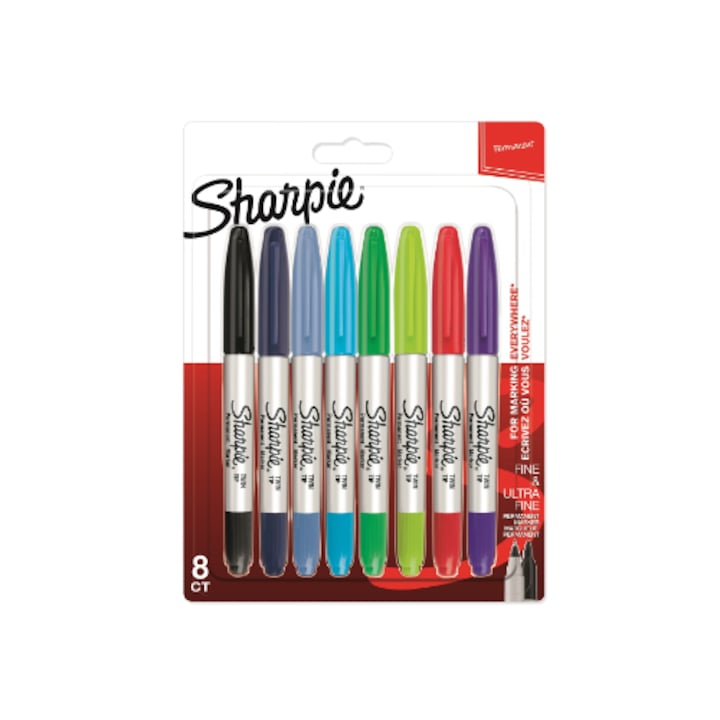 Set de 8 markere, Twin Tip, SHARPIE, Multicolor