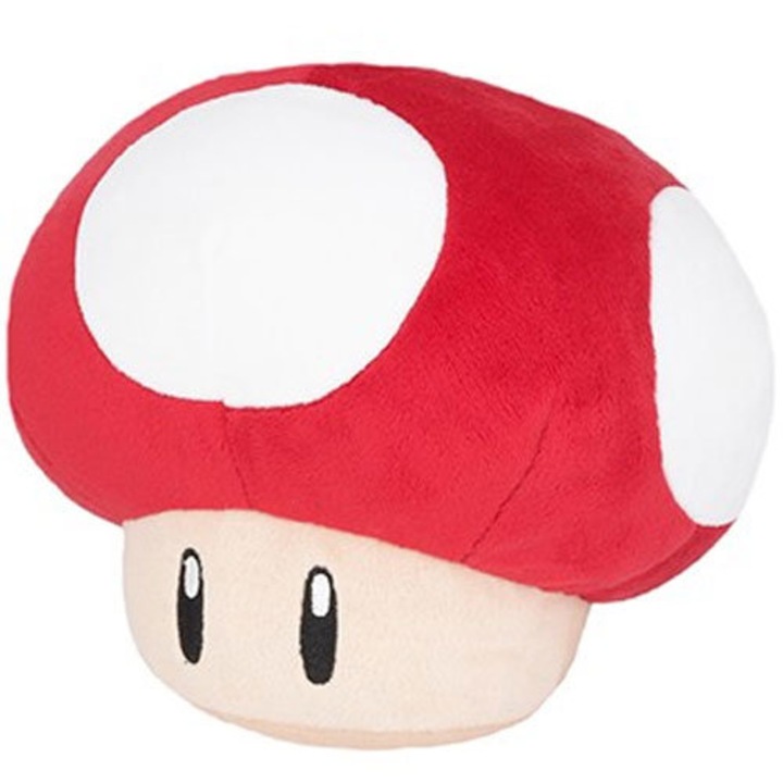 Jucarie de plus Mario Bros, Red Mushroom, 15 cm, Rosu