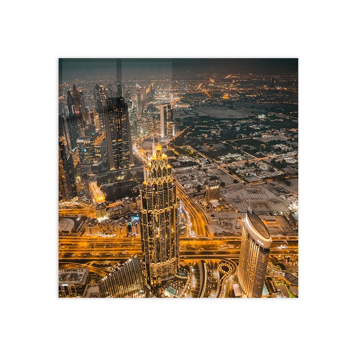 Panou Sticla Bucatarie, Dubai Lights, 60x60cm