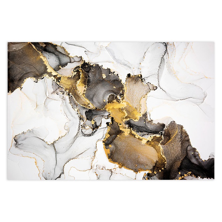 Стъклен панел за гръб на кухня, ARTHUB, Golden Marble Shades, 50x70cm