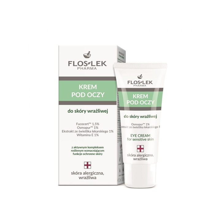 Szemkontúr krém, Flos-lek, Érzékeny bőrre, 30 ml