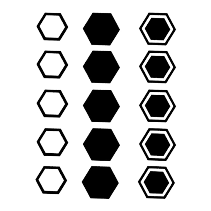 Set 15 stickere auto camuflaj tip fagure, negru