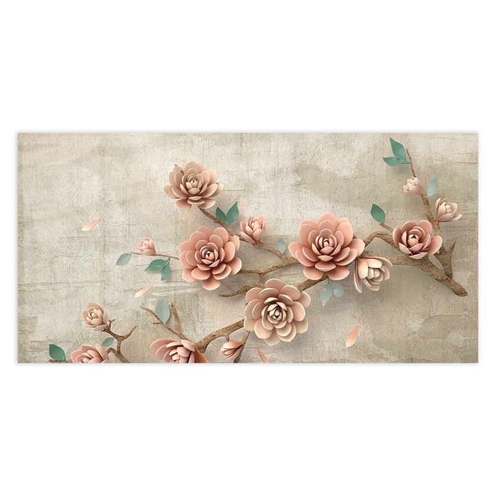 Panou Sticla Bucatarie, Pink Flower Branch, 60x120cm