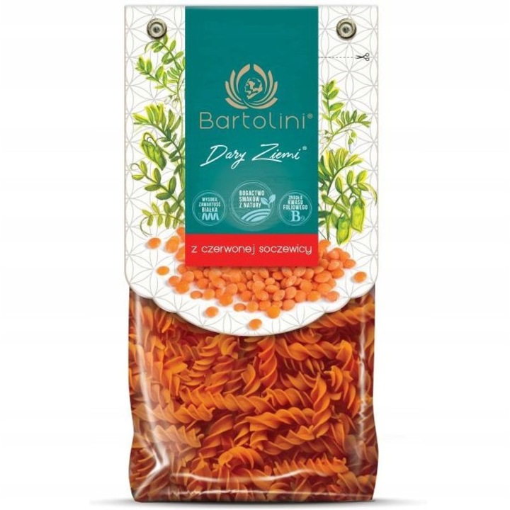 Vöröslencse tészta, BARTOLINI, Fusili, 250g