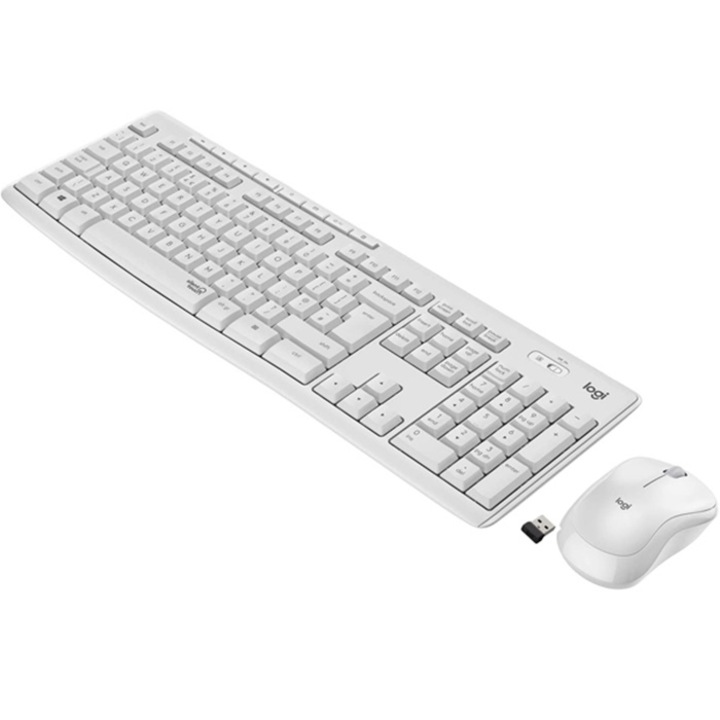 Клавиатура + Мишка Безжични Logitech Desk MK295 бяла, SS300656