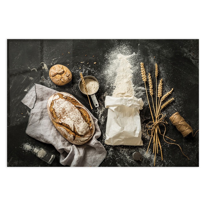 Panou Sticla Bucatarie, rustic bread, 80x120cm