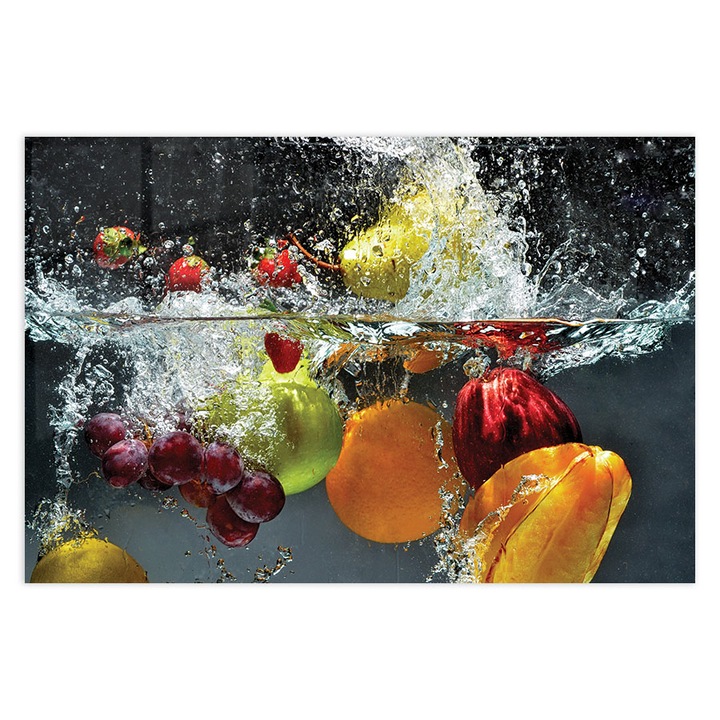 Стъклен панел за гръб на кухня, ARTHUB, splahing fruits, 50x70cm