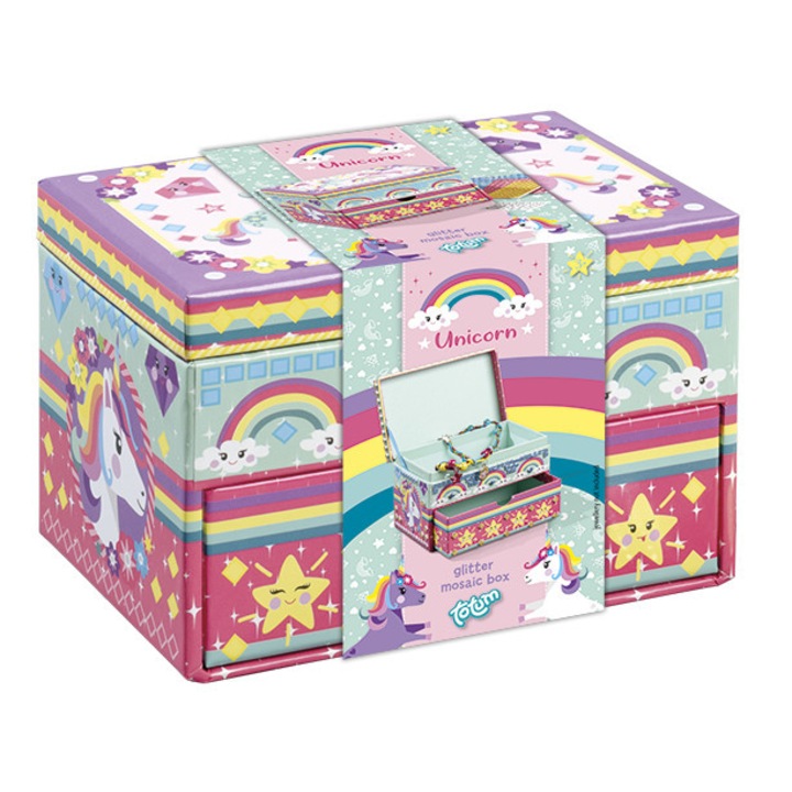 Set creativ DIY Decoreaza propria cutie de bijuterii cu unicorni
