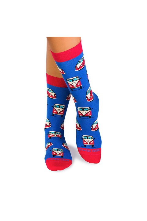 Чорапи от органичен памук COLOR COTTON Retro Buses Blue