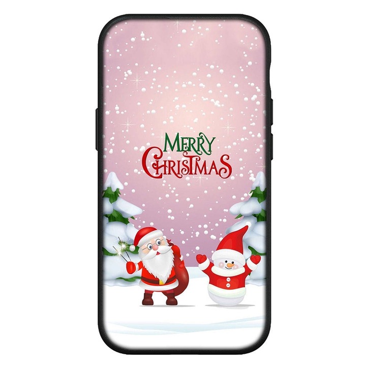 Кейс HQ, За Xiaomi Redmi 9, Santa and Snowman 1, Микрофибърна вътрешна облицовка, Силикон, Черен