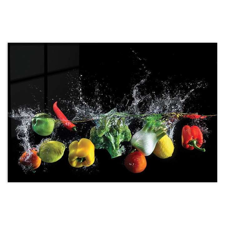 Konyhai üveg hátfal, Waterdrop vegetables, 80x120cm