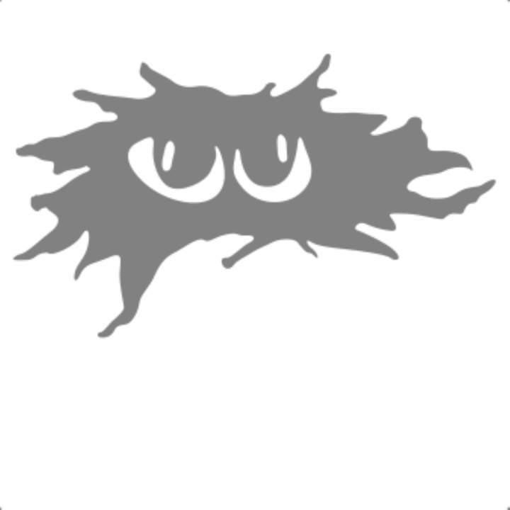 Sticker decorativ perete, auto si geam, Monstru pleasca, Gri, 19 cm