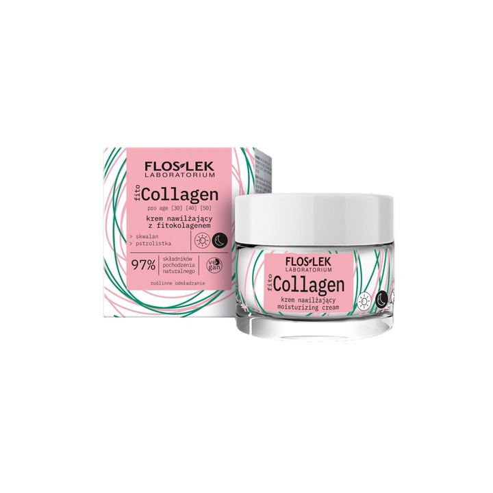 Crema hidratanta cu fitocolagen, Flos-Lek, Pentru/Noapte, 50 ml