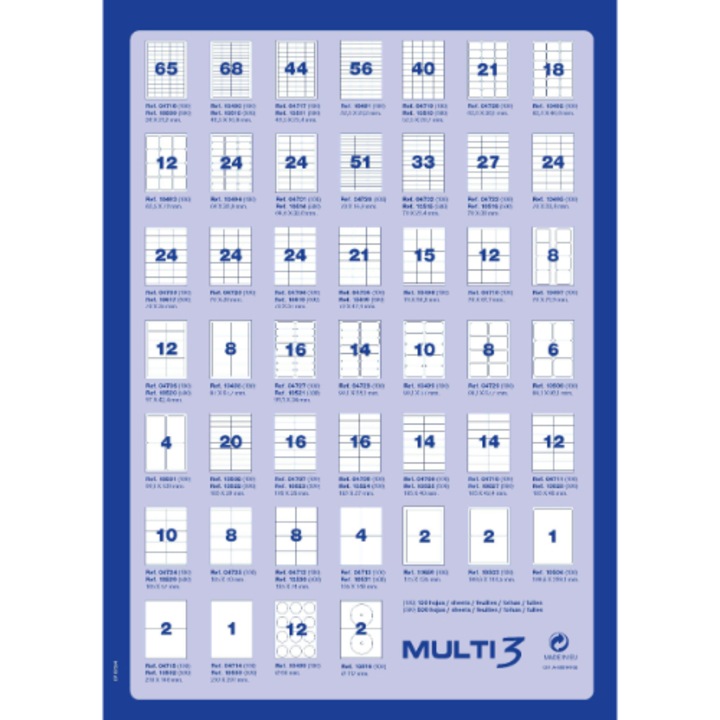 Etichete universale imprimanta, MULTI3, 199,6x144,5 mm, Alb