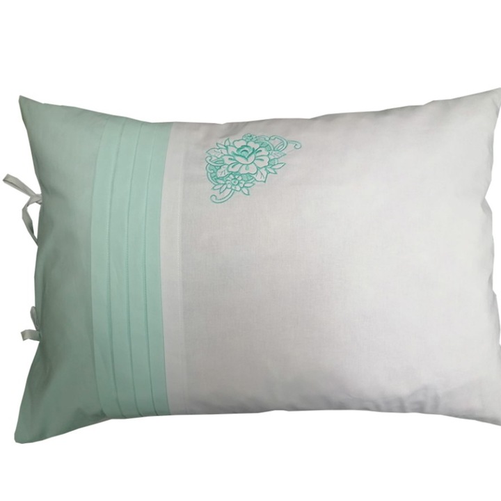 Set 2 Fete perna brodate 60 x 70 cm, Casa Bucuriei, model Clasic Design, alb/vernil, bumbac 100%, fata dubla