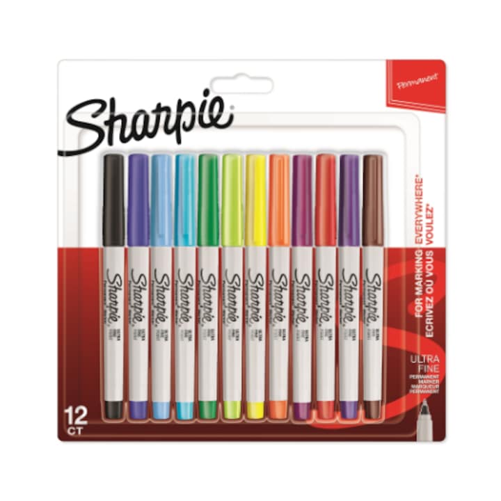Set de 12 markere permanente, SHARPIE, Multicolor
