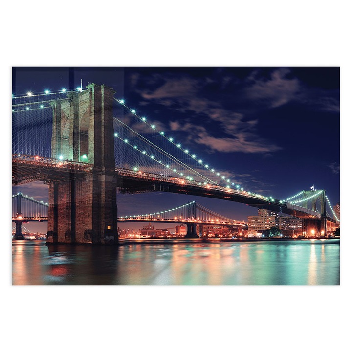 Стъклен панел за гръб на кухня, ARTHUB, Brooklyn Bridg East River, 60x80cm