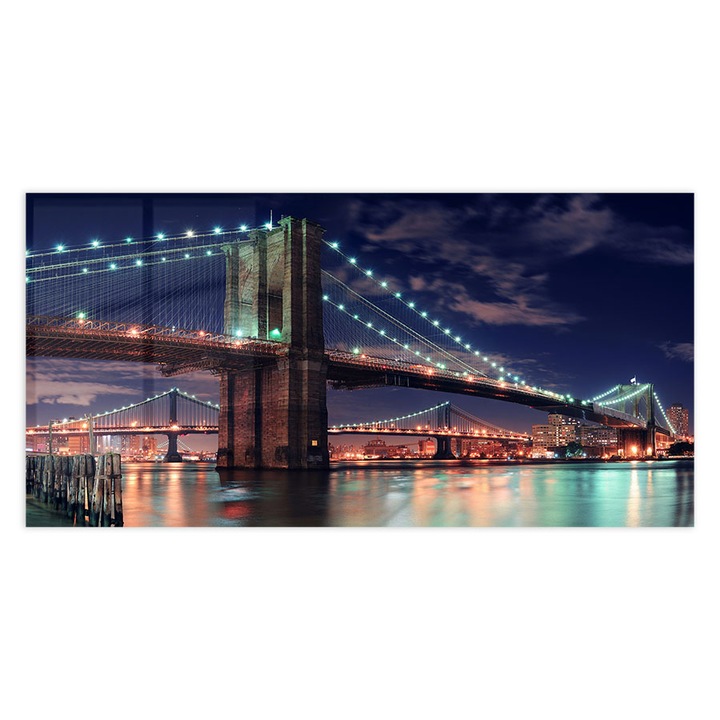 Стъклен панел за гръб на кухня, ARTHUB, Brooklyn Bridg East River, 60x100cm