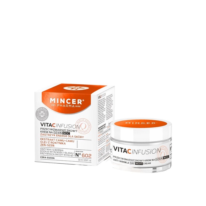 Крем за лице против бръчки, No. 602 Vita C Infusion, Mincer Pharma, Ден/Нощ, 50 мл