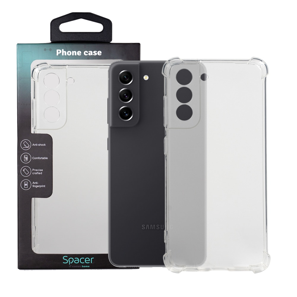 Husa de protectie Spacer pentru Samsung Galaxy S21 FE, material flexibil TPU, Transparenta