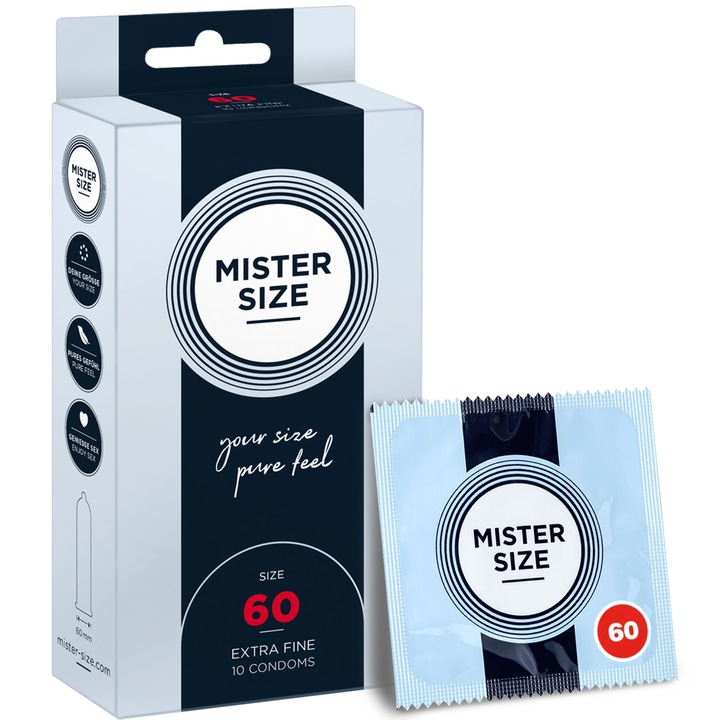 Презервативи Mister Size, латекс, 10 бр