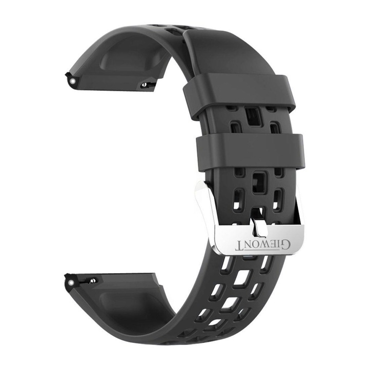 Curea smartwatch, Giewont, Silicon, Negru, Argintiu