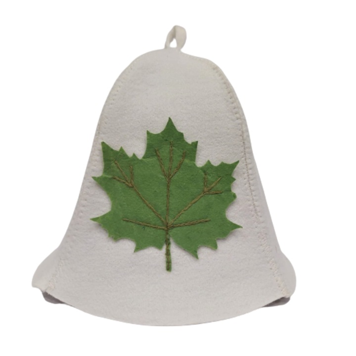 Sapca pentru sauna World of hats Frunza verde de artar, marime S-XL, alb
