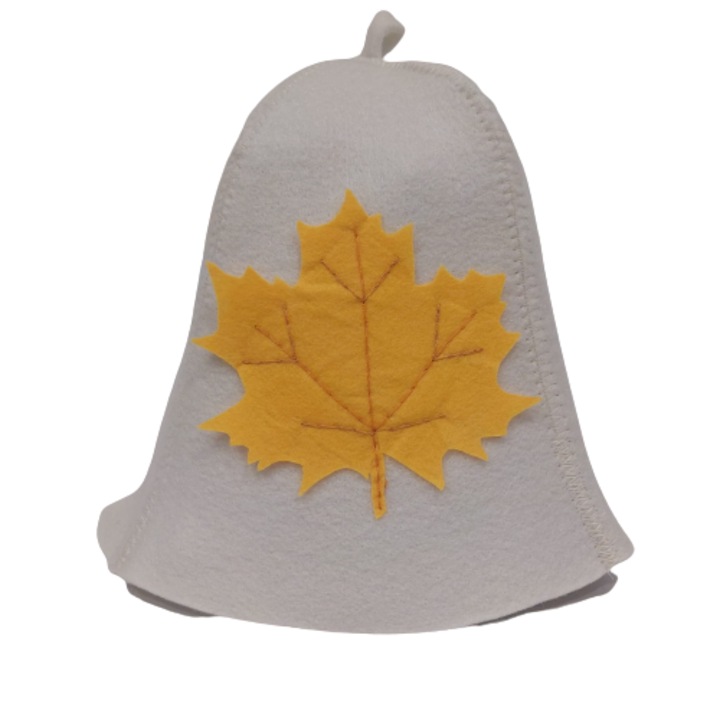 Sapca pentru sauna World of hats Frunza galbena de artar, marime S-XL, alb