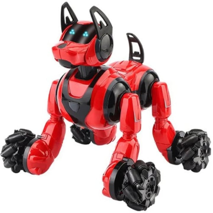 Интелигентен робот куче, управляван с жестове и дистанционно iUni 800A, въртене на 360°, червен