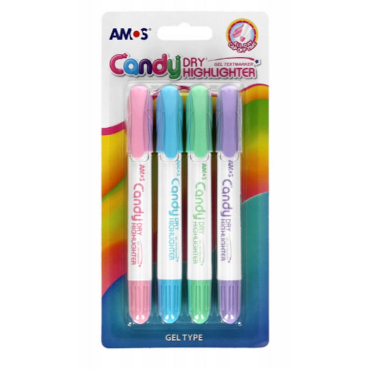 Комплект от 4 текстови маркера AMOS, Pastel, Multicolor