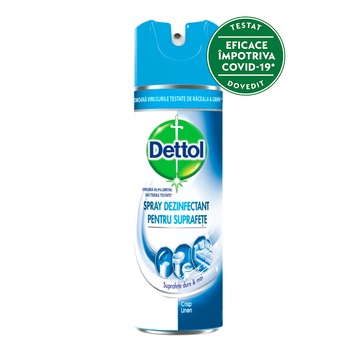 Spray dezinfectant suprafete Dettol Crisp Linen, 400 ml Spray dezinfectant suprafete Dettol Crisp Linen, 400 ml