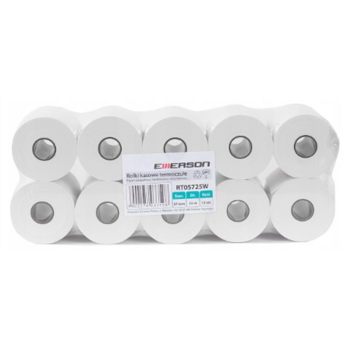 Set 10 Role termice, Emerson, 57 mm x 25 m, Alb