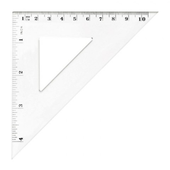 50 db egyenlőszárú háromszög készlet, Tetis, Műanyag, 10,5 cm, Átlátszó