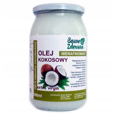 Ulei de cocos, Bazar Zdrowia, Nerafinat, Extra virgin, 900ml