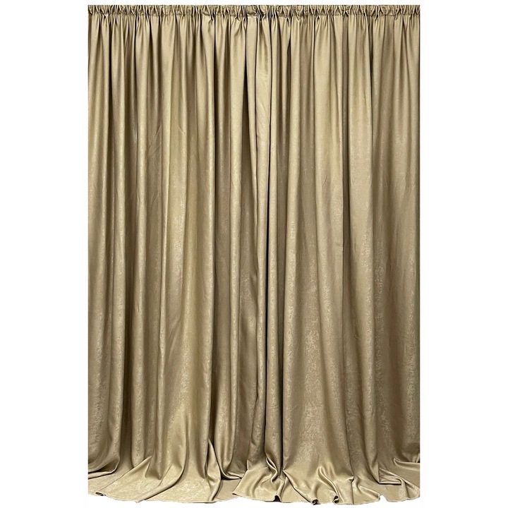 Set draperii semiopace uni, culoare capuccino, din colectia "UniK by Liz Line - Light Cocoa", 2x140x245cm, cu rejansa - D01214