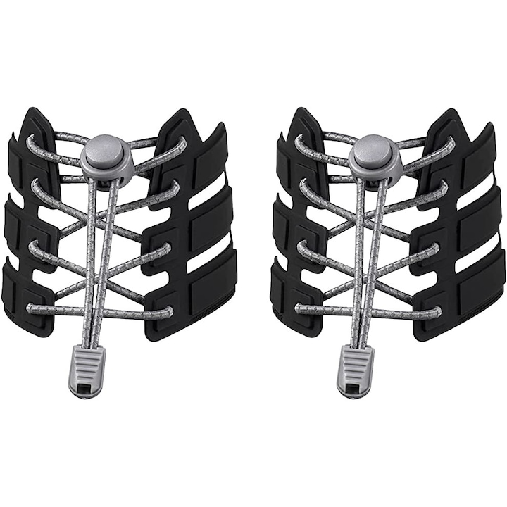 Sireturi Elastice cu sistem NO TOUCH cu Locker Endurance Sports, Reflectorizante, Gri