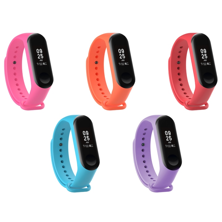 Xiaomi Mi Band 5/6-mal kompatibilis 5 szilikon szíj készlet, többszínű