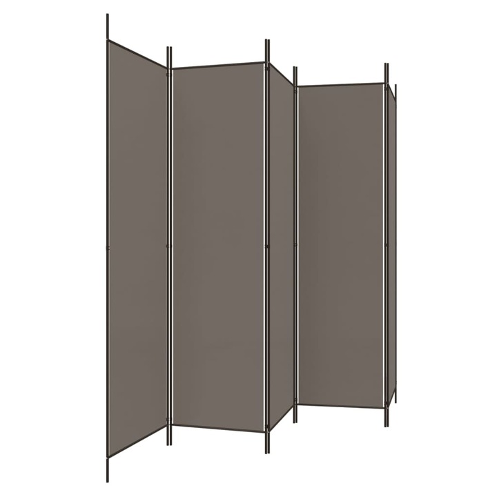 Параван за стая vidaXL, 5 панела, Антрацит, 250x200 cм, Текстил