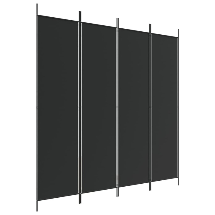 Параван за стая vidaXL, 4 панела, Черен, 200x200 cм, Плат