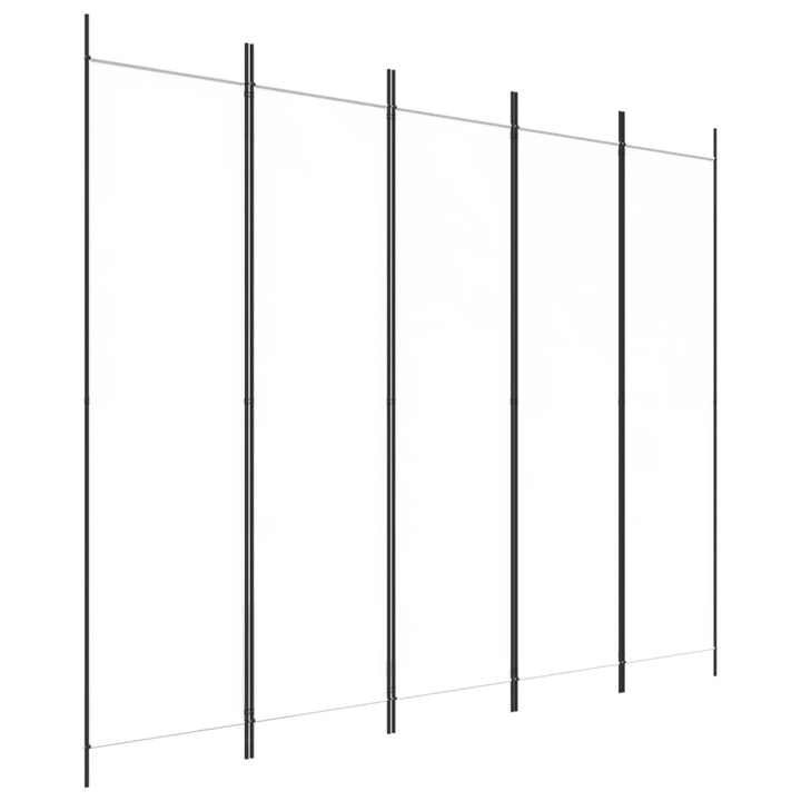Параван за стая vidaXL, 5 панела, Бял, 250x200 см, Текстил