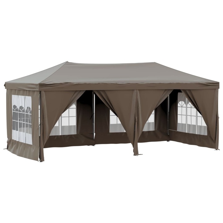 Сгъваема парти шатра със странични стени vidaXL, таупе, 3x6 м, 18.9 kg