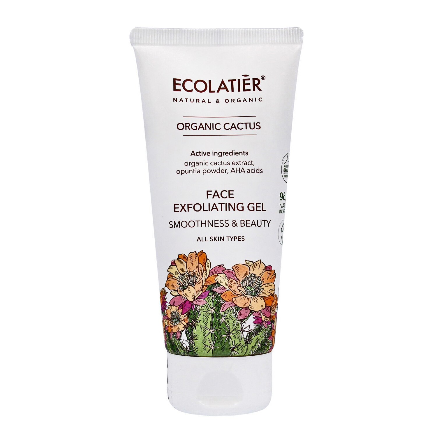 Почистващ гел за лице, Organic Cactus, Ecolatier, Всички типове кожа ...