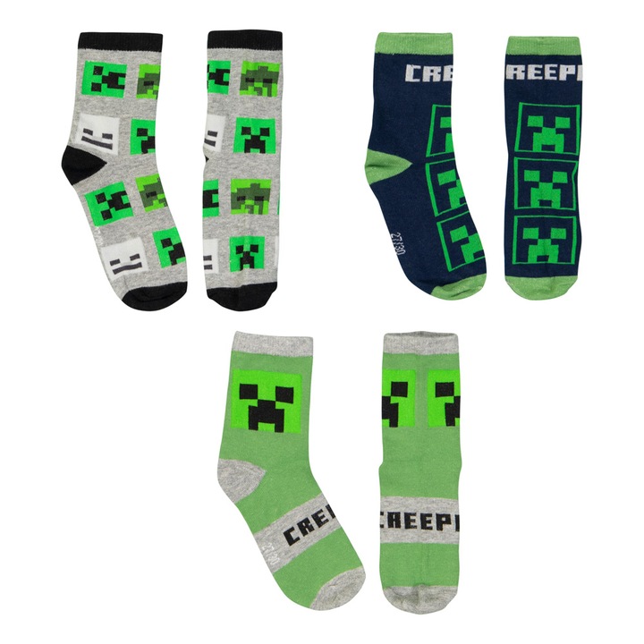 Детски чорапи Minecraft Grey 2022, Многоцветен