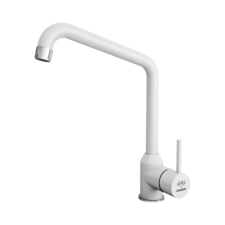 Ударен едноръкохватков кухненски смесител, висок кран, 40 мм керамичен дисков патрон, аератор, светло гранитно сиво