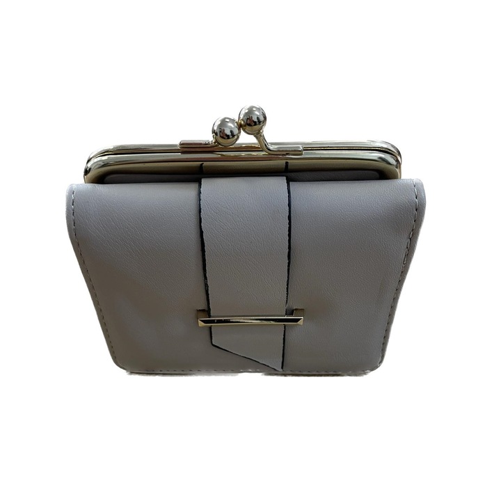 Portofel dama, piele ecologica, capsa, bej, 11 cm x 10 cm, R35-04C