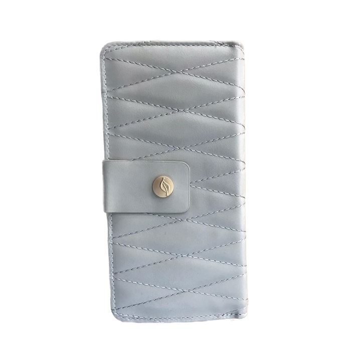 Portofel de dama, piele ecologica, gri, 19 cm x 9 cm, R35-09E