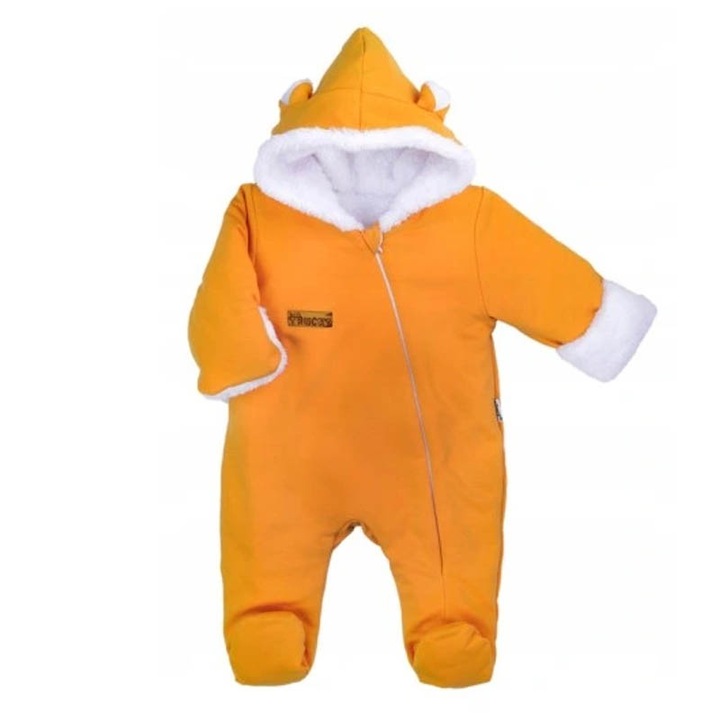 Párnázott kombiné hosszú ujjal és kapucnival gyerekeknek Nicol 181270, sárga 56 CM