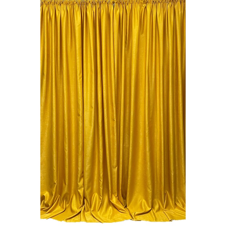 Set draperii semiopace uni, culoare galben, colectia "UniK by Liz Line - Yellow Sunflower" 2x200x245cm, cu rejansa - D0192