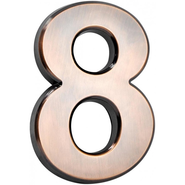 8-as számú bronz, ABS, ház vagy lakás szám, 70x100 mm